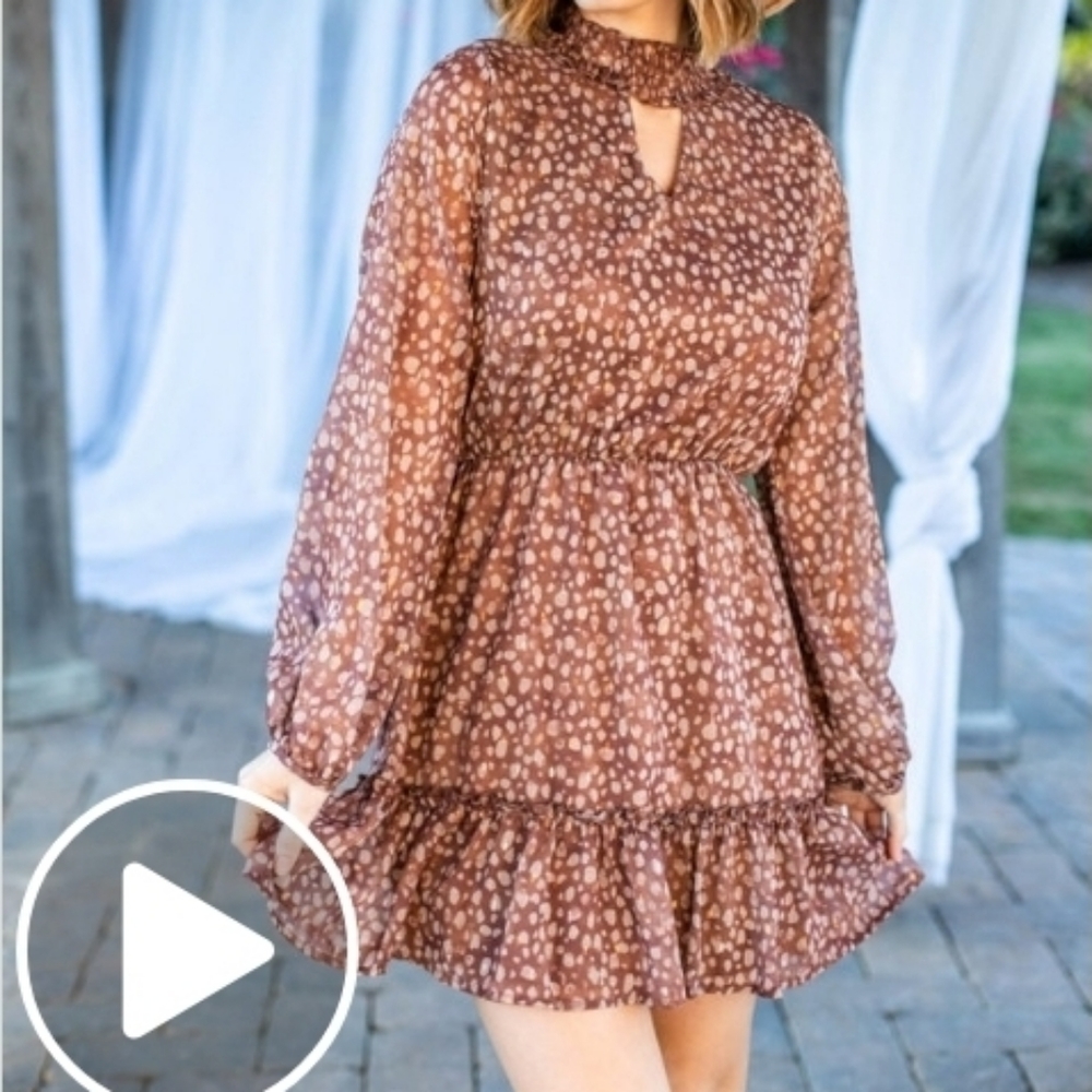 Ruffled Smocked Neck Dress